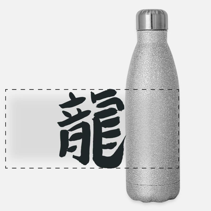 Drache (Chinesisch) Tierkreiszeichen Kalligrafie Panorama Glitzer Isolierflasche 500 ml