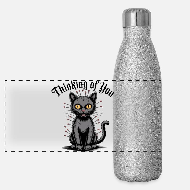 Voodoo Cat denkt an dich Panorama Glitzer Isolierflasche 500 ml