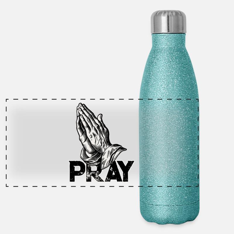 Praying Hands Pray Panoramic Glitter Thermal Bottle 500 ml