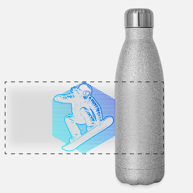 Neon Snowboarder Stripes Panoramic Glitter Thermal Bottle 500 ml