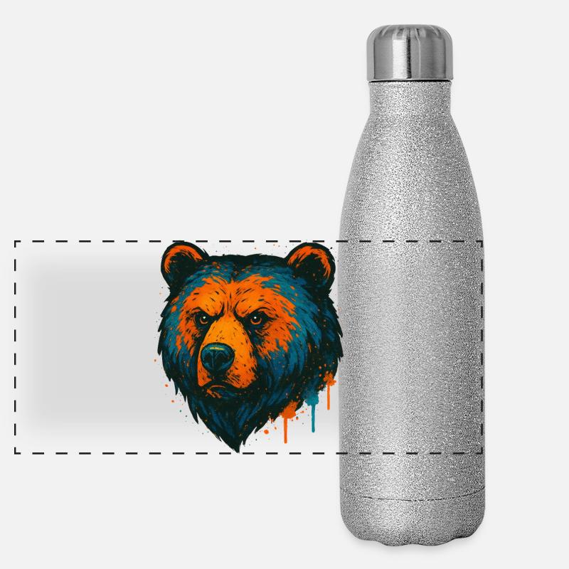 Neon Bear Pop Art Panoramic Glitter Thermal Bottle 500 ml