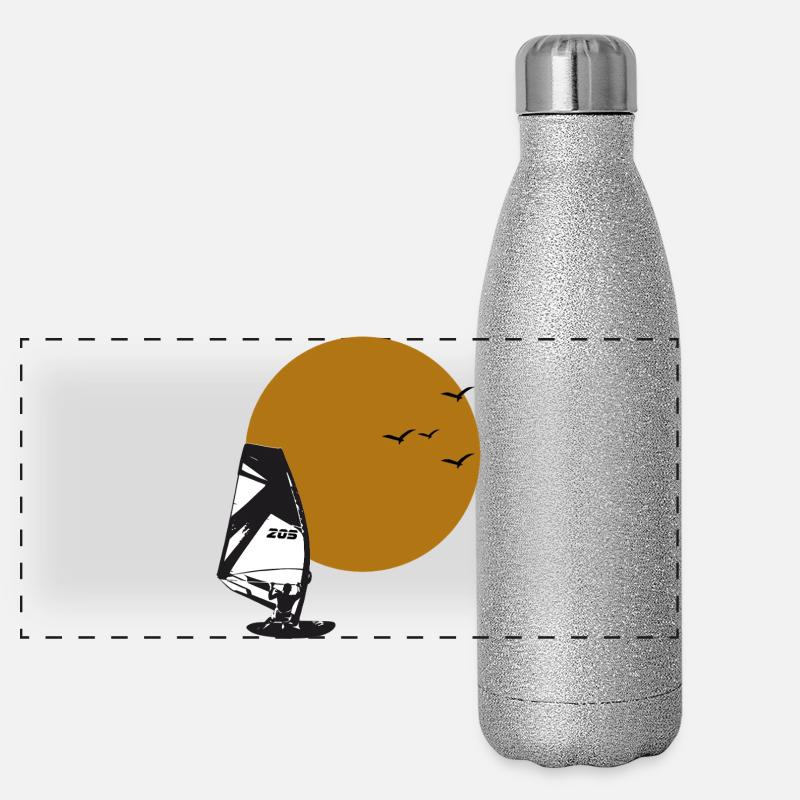 windsurfer_sonne_ohne Panorama Glitzer Isolierflasche 500 ml