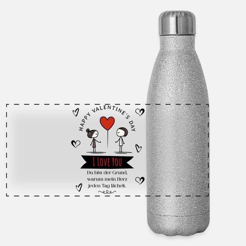 Heart message for two Panoramic Glitter Thermal Bottle 500 ml