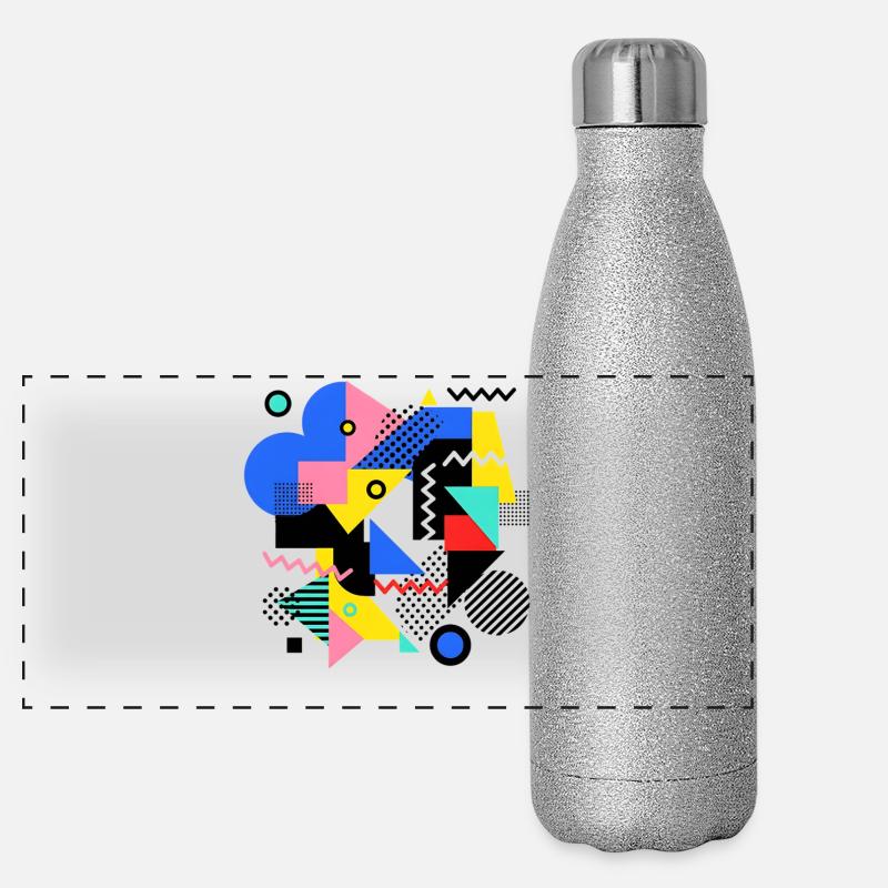 Geometrische Farbexplosion Pop Art Panorama Glitzer Isolierflasche 500 ml