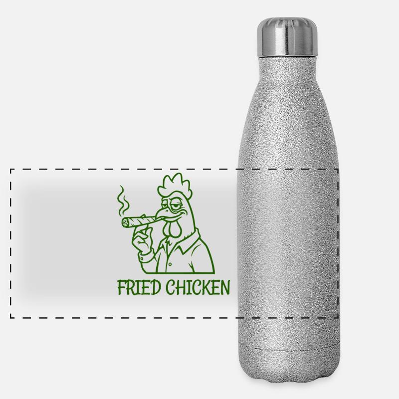 Fried Chicken Funny Smoking Chicken Panoramic Glitter Thermal Bottle 500 ml