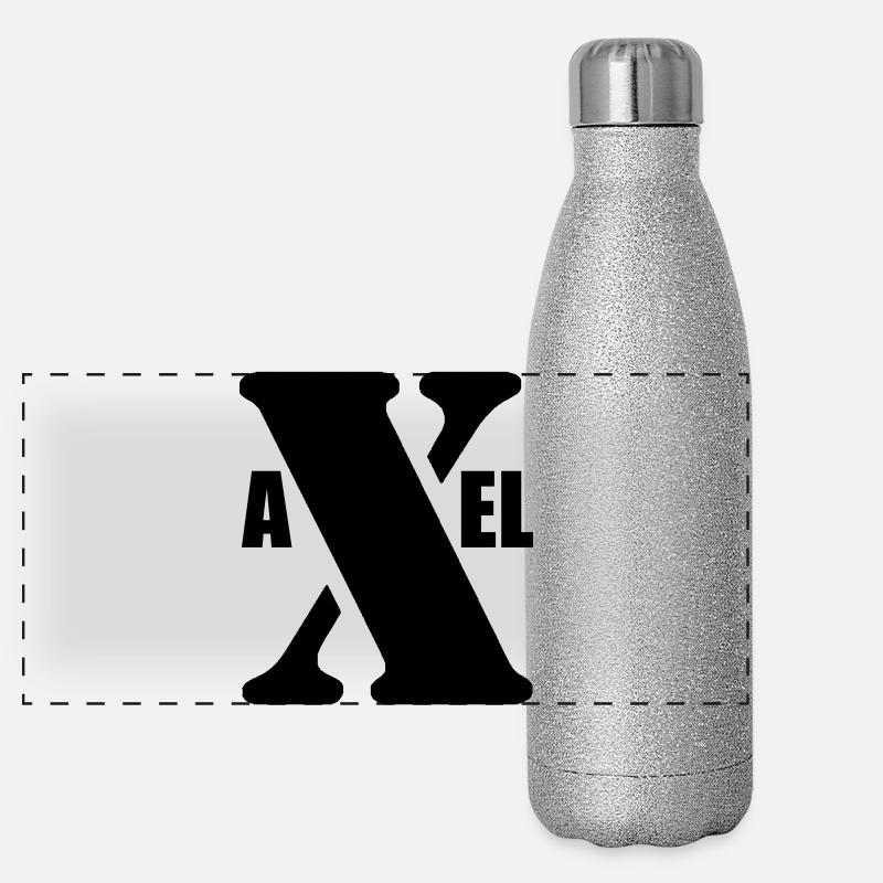 Axel – First Name Design | Minimal Typography Panorama Glitzer Isolierflasche 500 ml