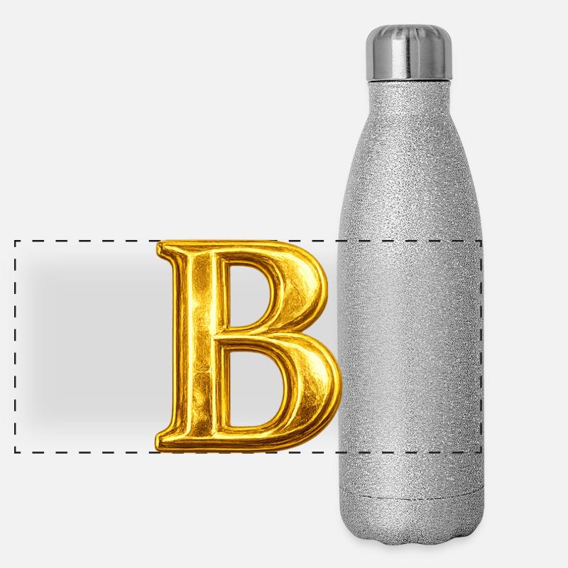 Monogramme « B » doré Gourde isotherme panoramique pailletée 500 ml