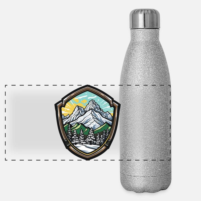 Alpines Berge Panorama Glitzer Isolierflasche 500 ml