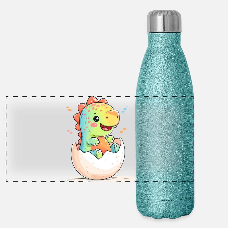 Cheerful dino chick from the egg Panoramic Glitter Thermal Bottle 500 ml