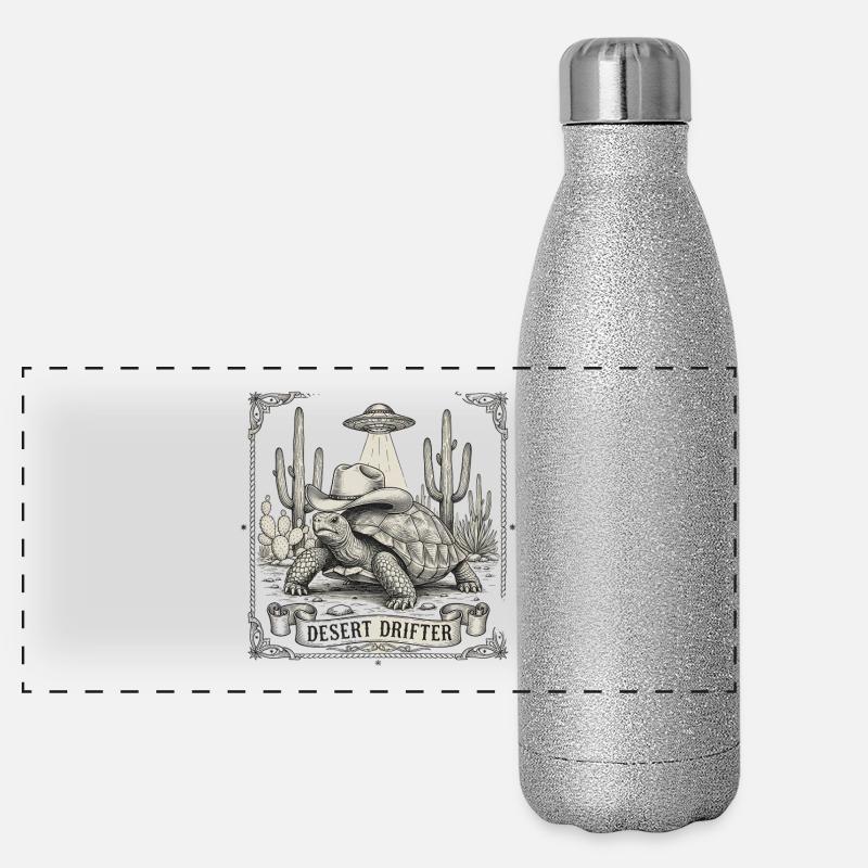 Desert Drifter Turtle Cowboy UFO Cowboy Panoramic Glitter Thermal Bottle 500 ml
