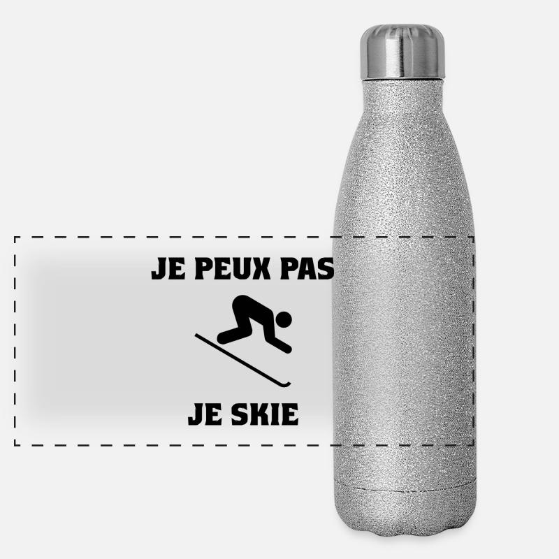 JE PEUX PAS. SKIER. SKI. RAQUETTE. SNOW. SNOWBOARD Gourde isotherme panoramique pailletée 500 ml