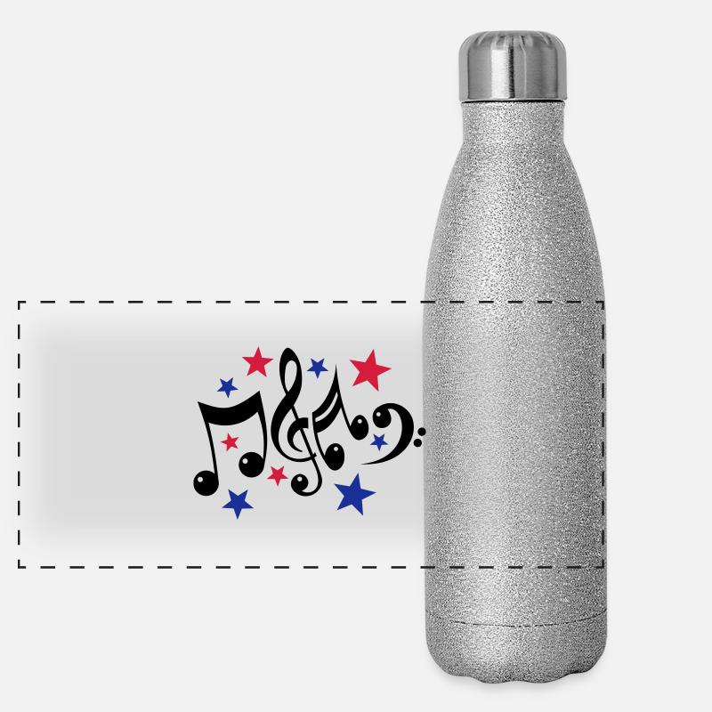 notes de musique et 3c étoiles Gourde isotherme panoramique pailletée 500 ml