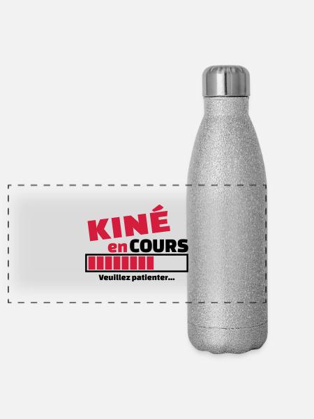 kiné en cours - Gourde isotherme panoramique pailletée 500 ml - paillettes argentées - Devant