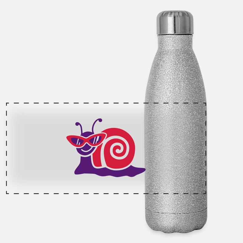 Snail with retro glasses Panoramic Glitter Thermal Bottle 500 ml