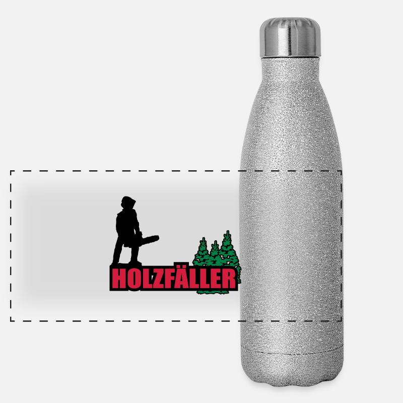 holzfäller Panorama Glitzer Isolierflasche 500 ml