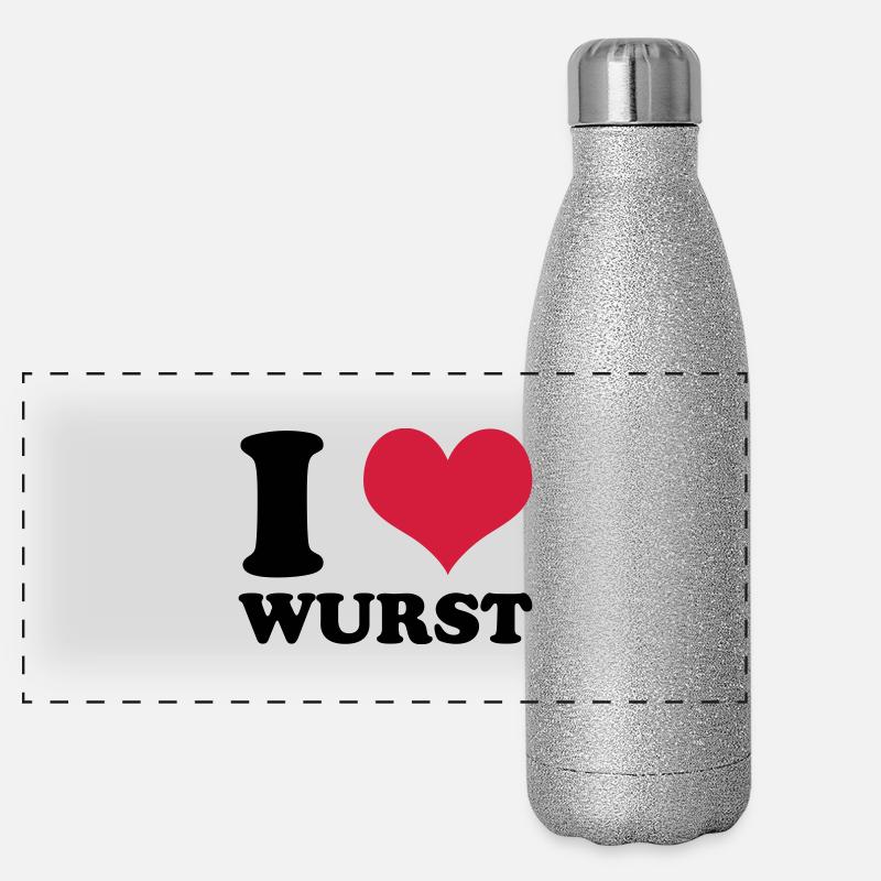 I Love Wurst Panorama Glitzer Isolierflasche 500 ml
