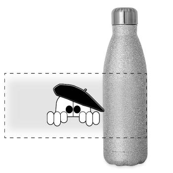 Bearnais seul - Gourde isotherme panoramique pailletée 500 ml - paillettes argentées - Devant