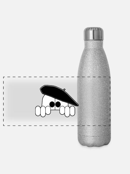 Bearnais seul - Gourde isotherme panoramique pailletée 500 ml - paillettes argentées - Devant