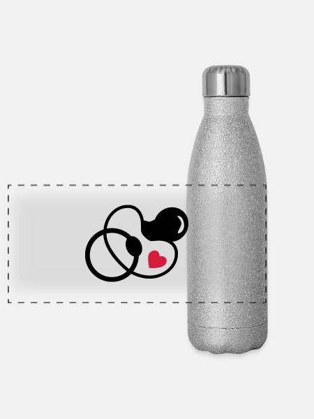 baby - pacifier - Panoramic Glitter Thermal Bottle 500 ml - silver glitter - Front