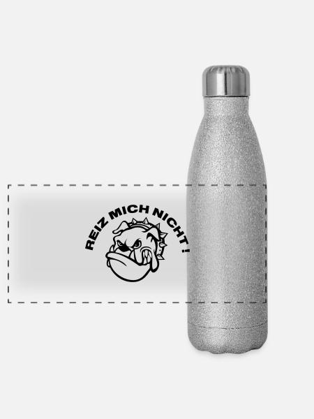 Reiz mich nicht! - Panorama Glitzer Isolierflasche 500 ml - Silber Glitzer - Vorne
