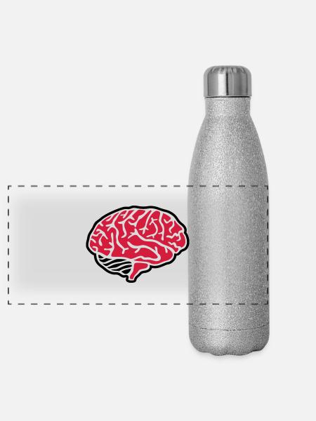 Brain - Panoramic Glitter Thermal Bottle 500 ml - silver glitter - Front