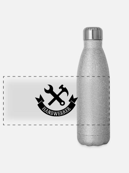 handwerker - Panorama Glitzer Isolierflasche 500 ml - Silber Glitzer - Vorne