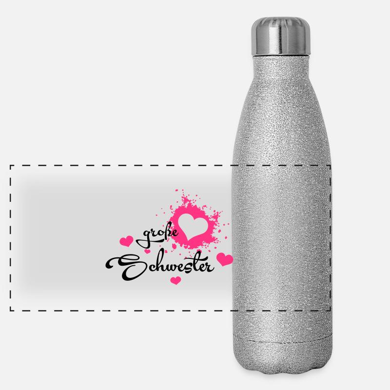 Große Schwester - Bestes Geburtstagsgeschenk Panorama Glitzer Isolierflasche 500 ml