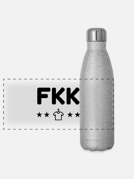 Naturisme / Naturiste / Nudisme / Nudiste - Gourde isotherme panoramique pailletée 500 ml - paillettes argentées - Devant