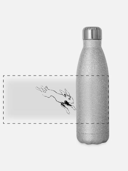 Angsthase like Henri Meunier Hasenleben - Panoramic Glitter Thermal Bottle 500 ml - silver glitter - Front