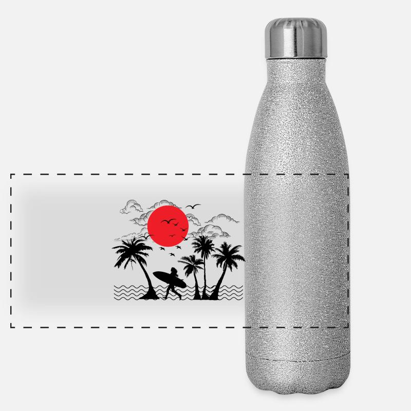 SOMMER Surfstrand Panorama Glitzer Isolierflasche 500 ml