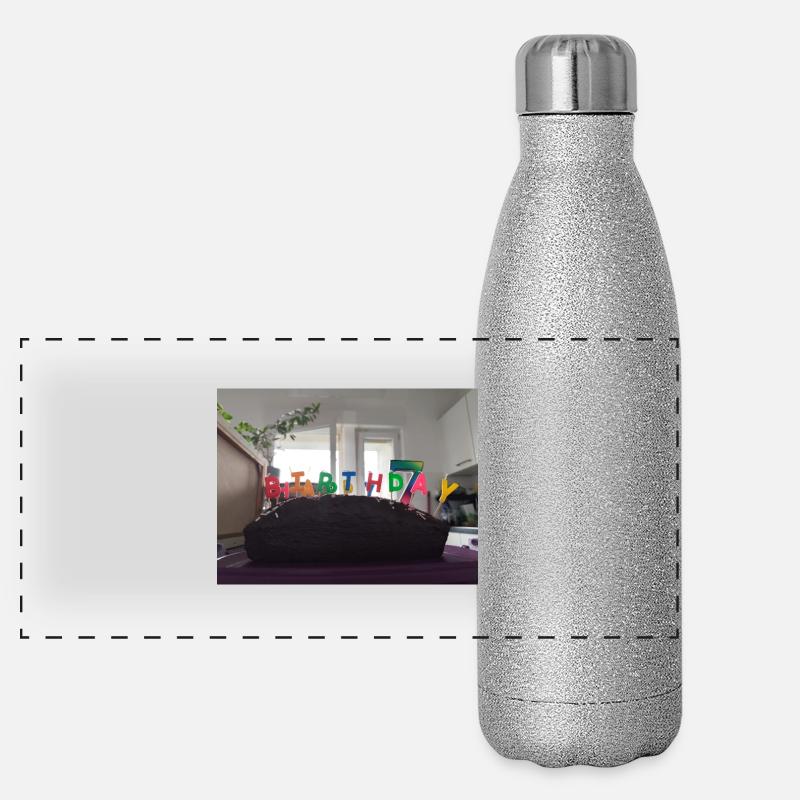 Happy Birthday - Panoramic Glitter Thermal Bottle 500 ml - silver glitter