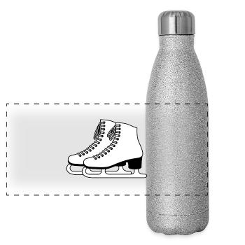 Schlittschuhe - Panorama Glitzer Isolierflasche 500 ml - Silber Glitzer - Vorne