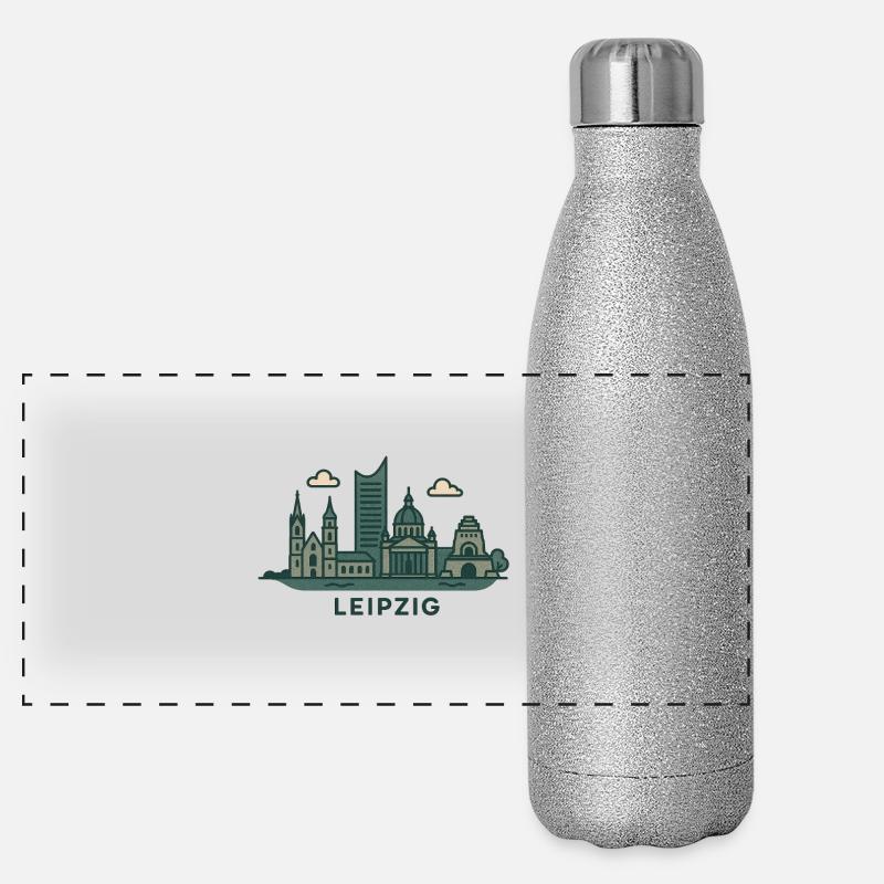 Leipzig Skyline  Panorama Glitzer Isolierflasche 500 ml