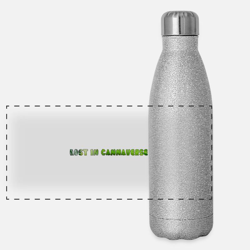 Lost in Cannaverse Green Leaf Typography Panoramic Glitter Thermal Bottle 500 ml