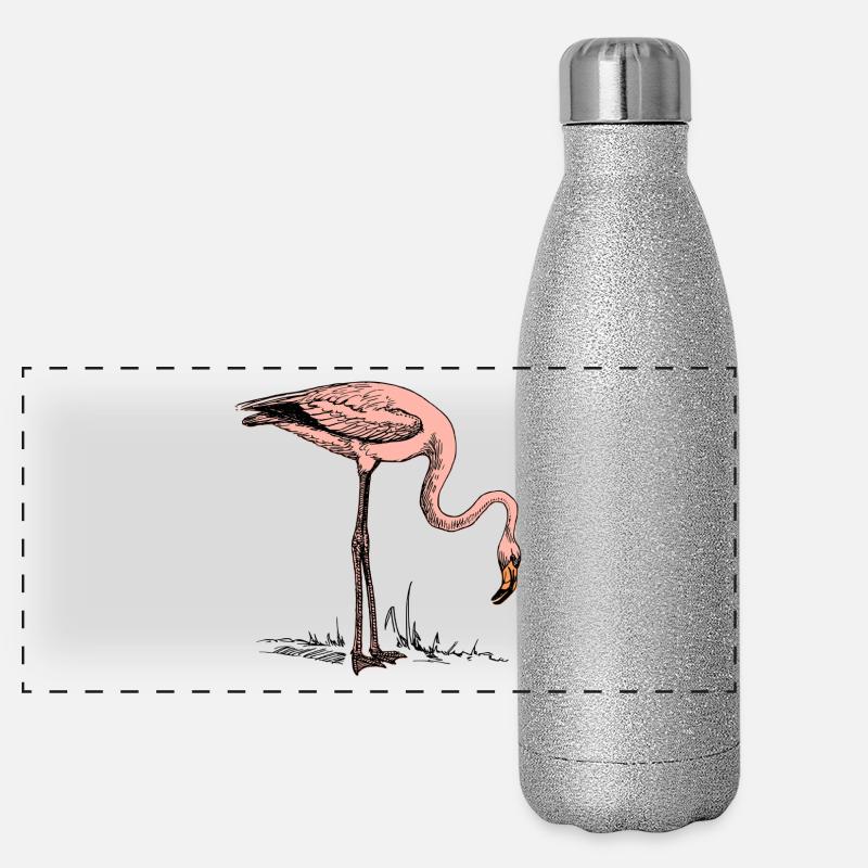 Flamingo Vintage Panorama Glitzer Isolierflasche 500 ml
