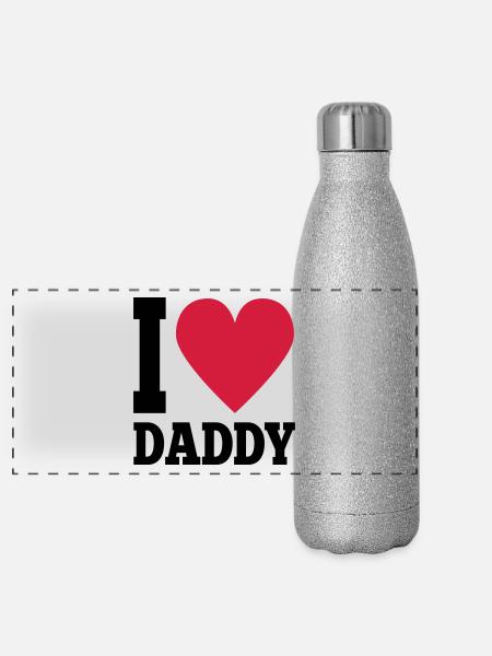 I love daddy - Panoramic Glitter Thermal Bottle 500 ml - silver glitter - Front