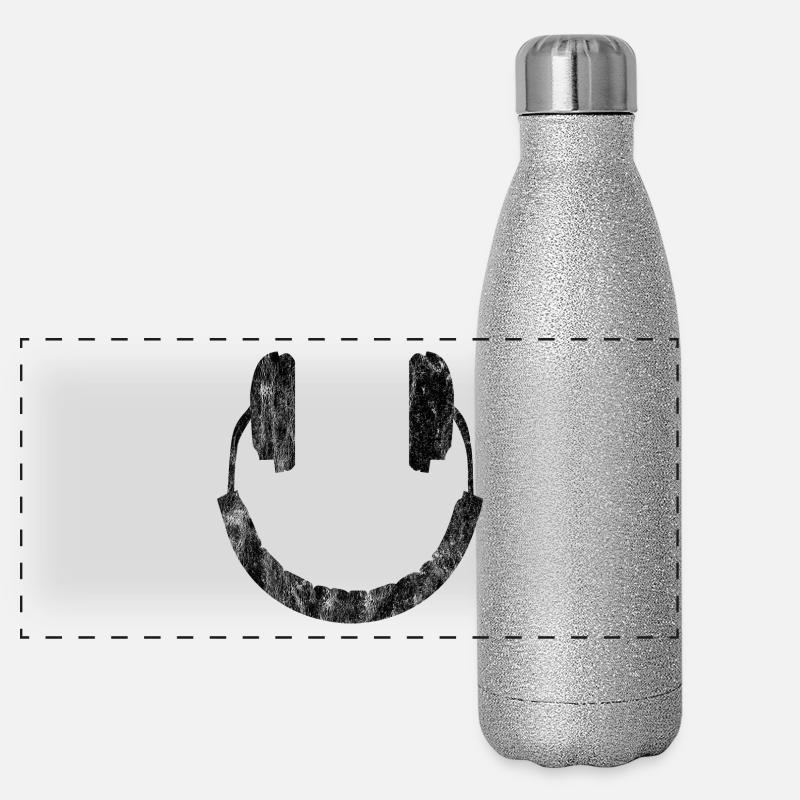 Musik - Kopfhörer - Smiley Panorama Glitzer Isolierflasche 500 ml