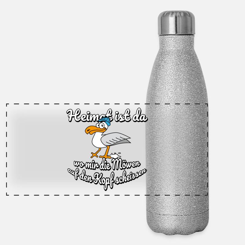 Möwe Möwen Heimat Norddeutschland Geschenk Panorama Glitzer Isolierflasche 500 ml