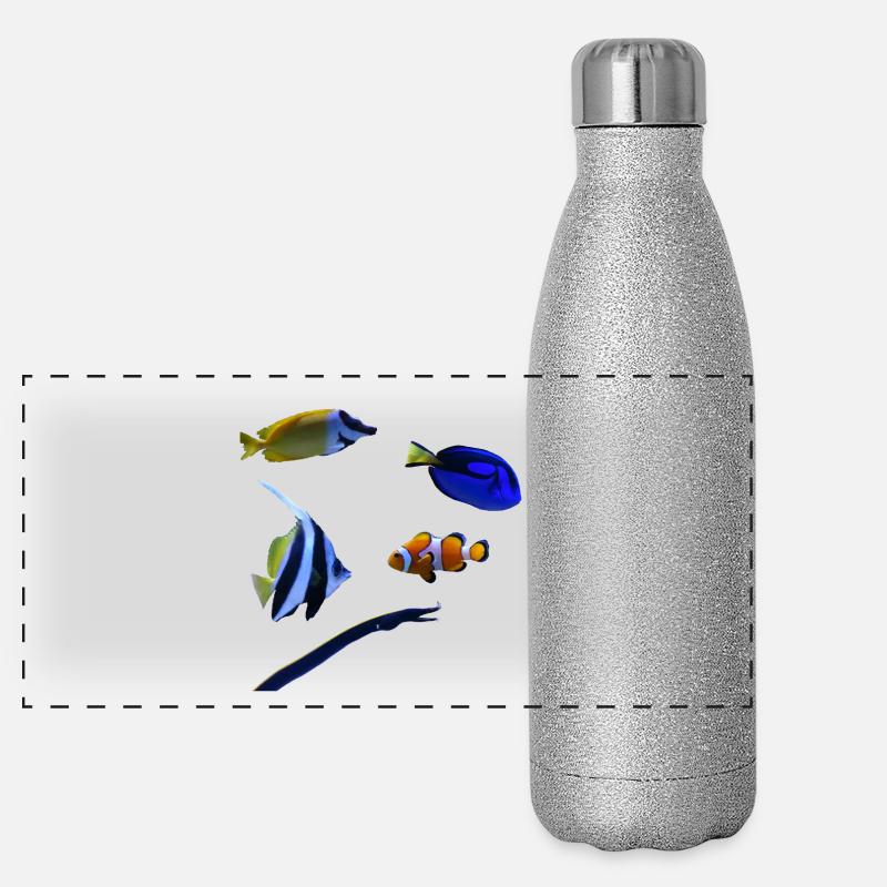 Poissons marins Gourde isotherme panoramique pailletée 500 ml