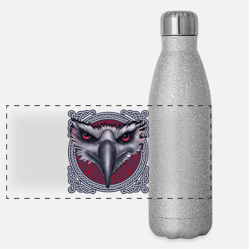 Aigle Oiseau de proie Motif celtique Gourde isotherme panoramique pailletée 500 ml