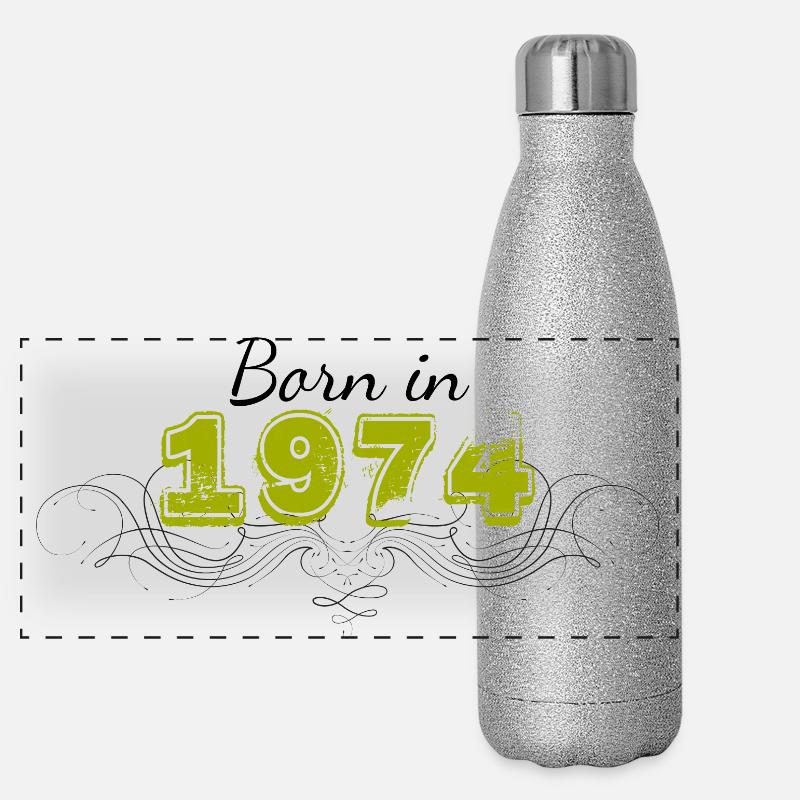 Born in 1974 - Panoramic Glitter Thermal Bottle 500 ml - silver glitter