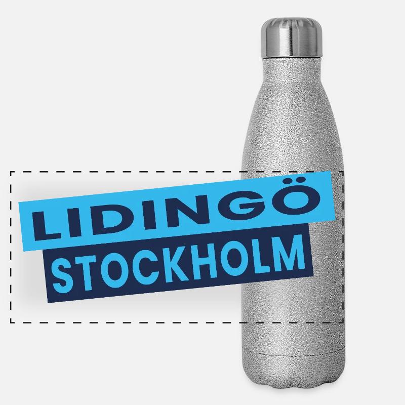 Lidingö Stockholm Diagonal Logo Gourde isotherme panoramique pailletée 500 ml