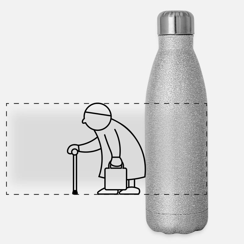 Alte Dame mit Einkaufstasche Panorama Glitzer Isolierflasche 500 ml