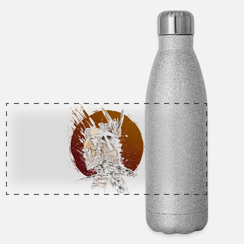 Samurai Warrior Rising Sun Katana Art Panoramic Glitter Thermal Bottle 500 ml