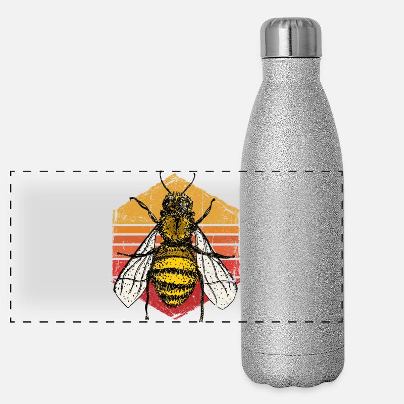 Sunset Bee Retro-Illustration Panorama Glitzer Isolierflasche 500 ml