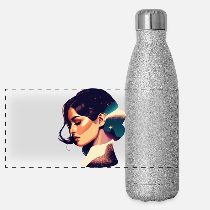 Kosmische Traumfrau Illustration Panorama Glitzer Isolierflasche 500 ml