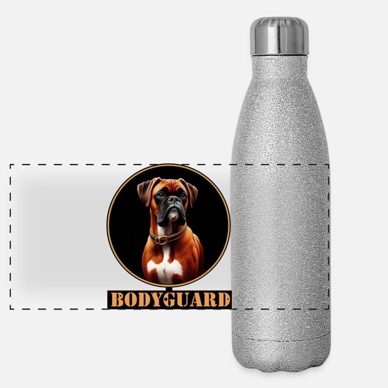 Garde du corps chien design - Boxer Dog Gourde isotherme panoramique pailletée 500 ml