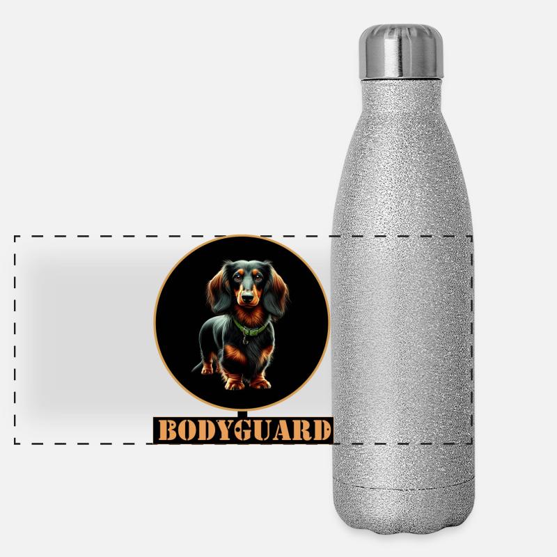 Bodyguard Dackel Langhaardackel Panorama Glitzer Isolierflasche 500 ml