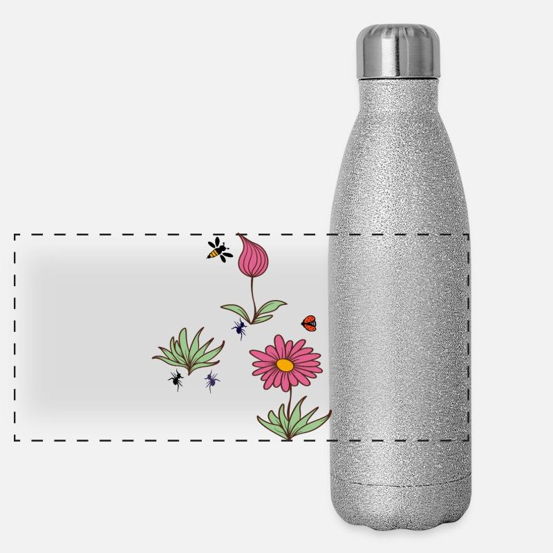 Pflanze Knospe Blume Panorama Glitzer Isolierflasche 500 ml