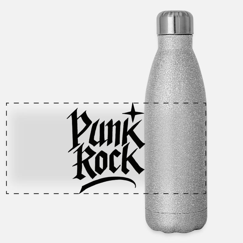 Punk Rock Gothic Schriftzug Panorama Glitzer Isolierflasche 500 ml
